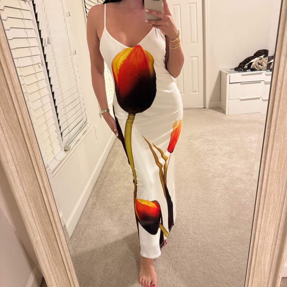 Zara floral maxi bodycon dress - Picture 3 of 8